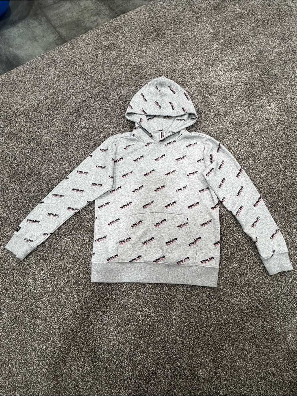 Kirkland Signature Heather Gray Hoodie with Repeated Logo